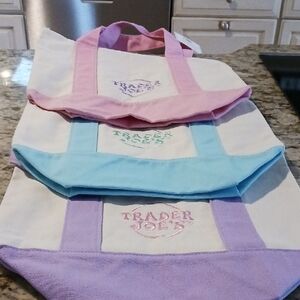 Trader Joe's Mini Pastel Canvas Tote Bag Set